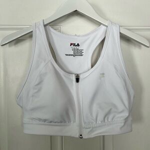 Fila White Front Zip Racerback Sports Bra